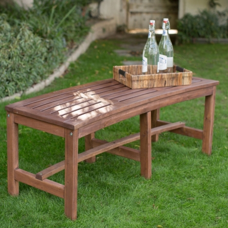 This Curved Outdoor Backless Garden Bench for Around Fire Pit or Tree is crafted from beautiful acacia wood. This solid wood construction means the bench is built to last, and with a backless design, it's sure to enhance decors stylishly. This bench is great for gardens and especially around a circular firepit. 